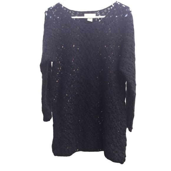 Anthropologie sweater womens M black open knit mohair gothic witchy fairy long - Picture 1 of 10